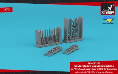 1/72 82mm M-8 unguided rockets on "field workshop type" 3ROB-82 launchers