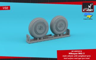 1/32 MiG-3 main wheels w/ weighted tyres, hard surface road type tyre tread