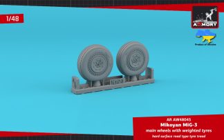 1/48 MiG-3 main wheels w/ weighted tyres, hard surface road type tyre tread