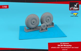 1/48 deHavilland DH.98 Mosquito wheels, "checkerboard" tyre pattern, weighted