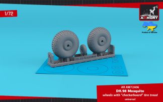 1/72 deHavilland DH.98 Mosquito wheels, "checkerboard" tire pattern, weighted